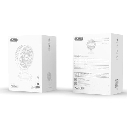 XO MF78 4-inch desktop/bracket adjustable angle fan 1200mAh White