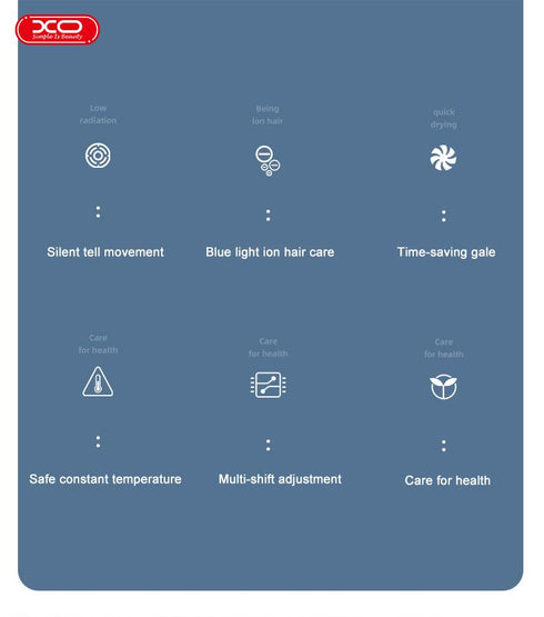 XO CF2 1600W Handheld Temperature Control Hair Dryer Bright Blue