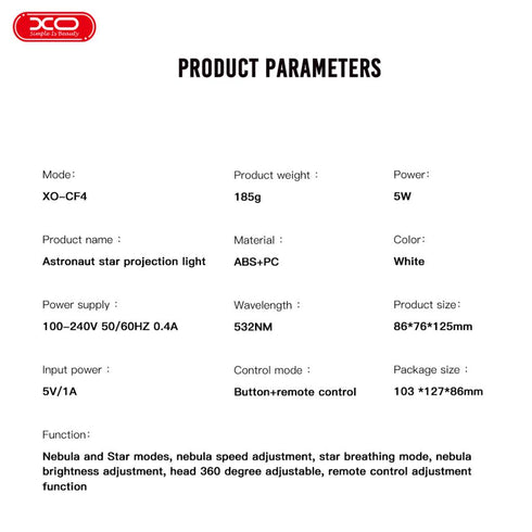 XO CF4 mini Astronaut Sky Projection Lamp