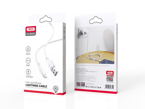 XO NB208 Liquid Silicone Data Lightning Cable 1m White