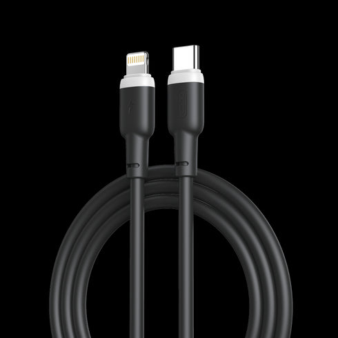 XO NB208A Liquid Silicone Data Type-c to Lightning 20W cable 1m Black