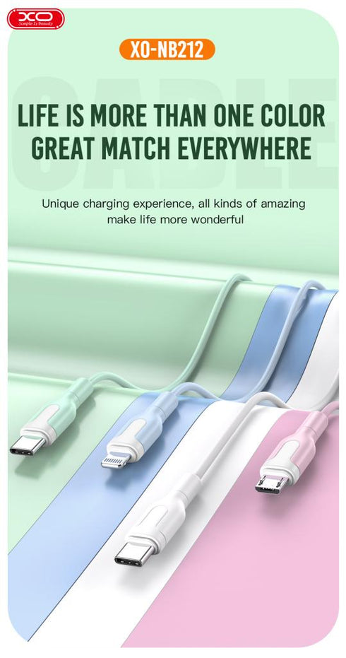XO NB212 2.1A USB Καλώδιο for Lightning 1m Ροζ
