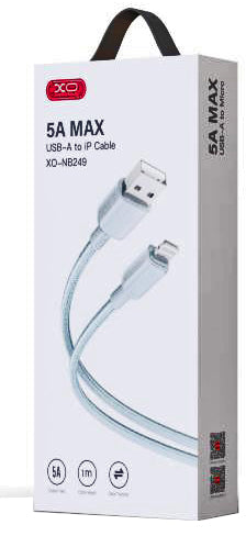 XO NB249 5A PVC Shiny Colorful Lightning Data Cable 1m Blue