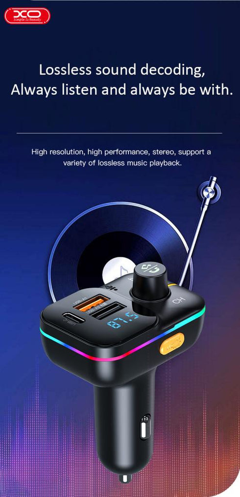 XO BCC09 Φορτιστής Αυτοκινήτου Bluetooth MP3 με TF card slot + PD 25W