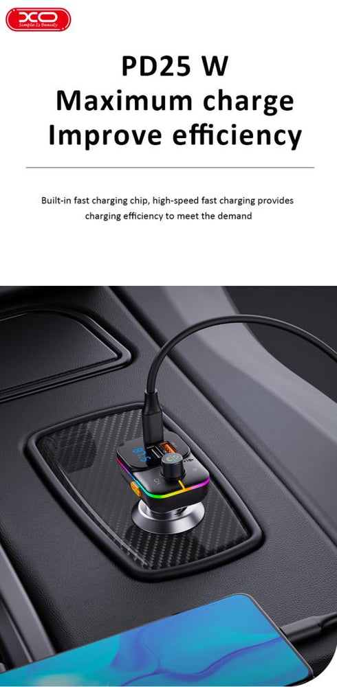 XO BCC09 Φορτιστής Αυτοκινήτου Bluetooth MP3 με TF card slot + PD 25W