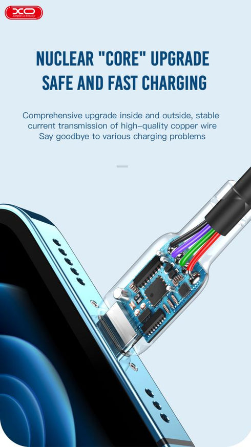 XO NB208B Liquid Silicone Data Type-c to Type-c 60W cable 1m Blue