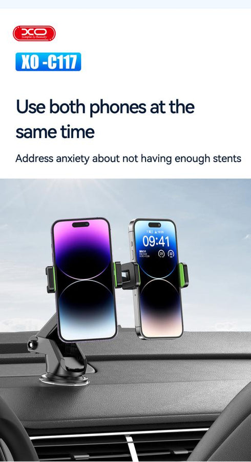 XO C117 Διπλή Βάση Αυτοκινήτου με Βεντούζα