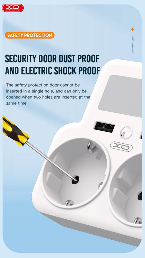 XO WL09 Πολύπριζο EU Smart Τοίχου με Βάση Κινητού και Νυχτερινό Φώς (2AC+2USB 2.4A) Άσπρο