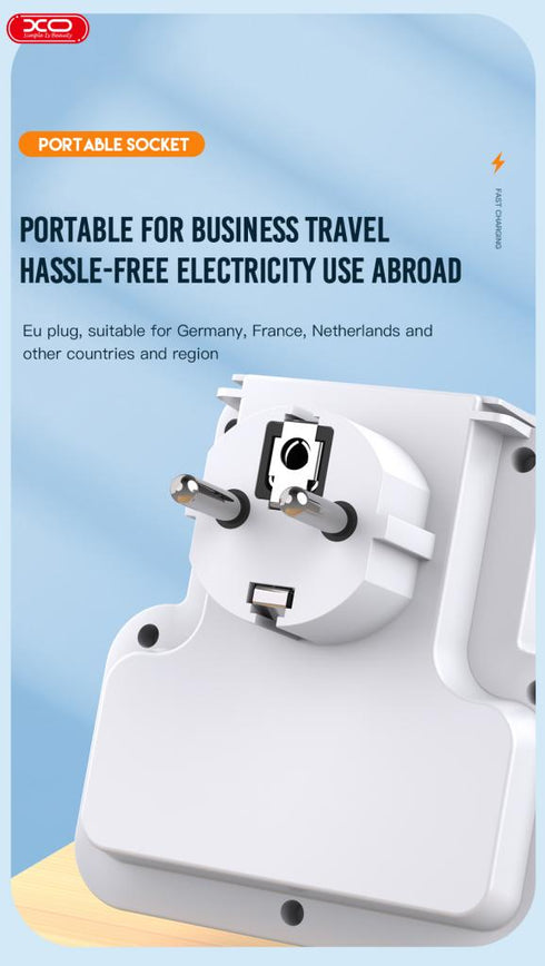 XO WL09 Πολύπριζο EU Smart Τοίχου με Βάση Κινητού και Νυχτερινό Φώς (2AC+2USB 2.4A) Άσπρο