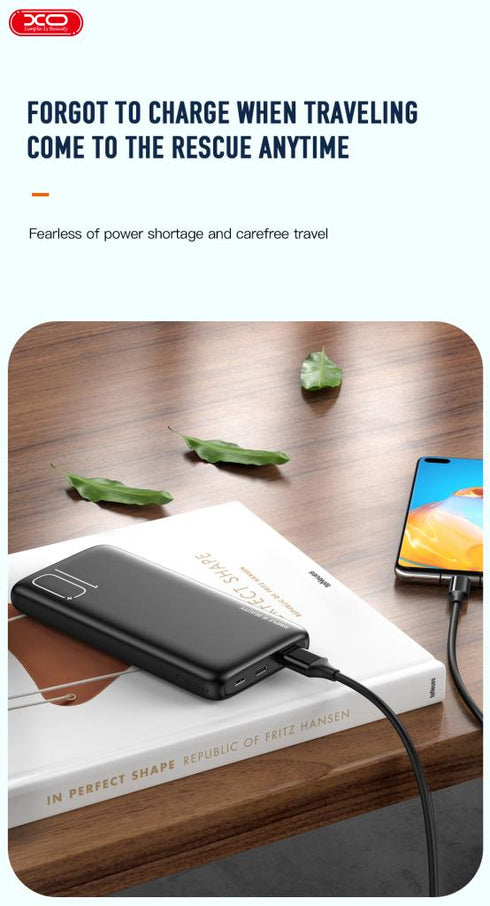 XO PR182 Power Bank με Φωτεινή Ένδειξη 10000mAh Άσπρο