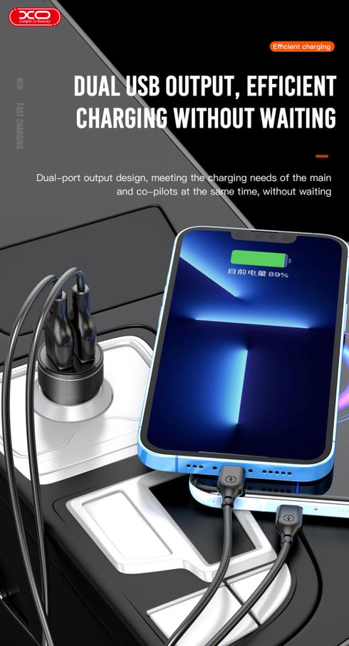 XO CC48 Smart Μεταλλικός Διπλός USB Universal Φορτιστής Αυτοκινήτου