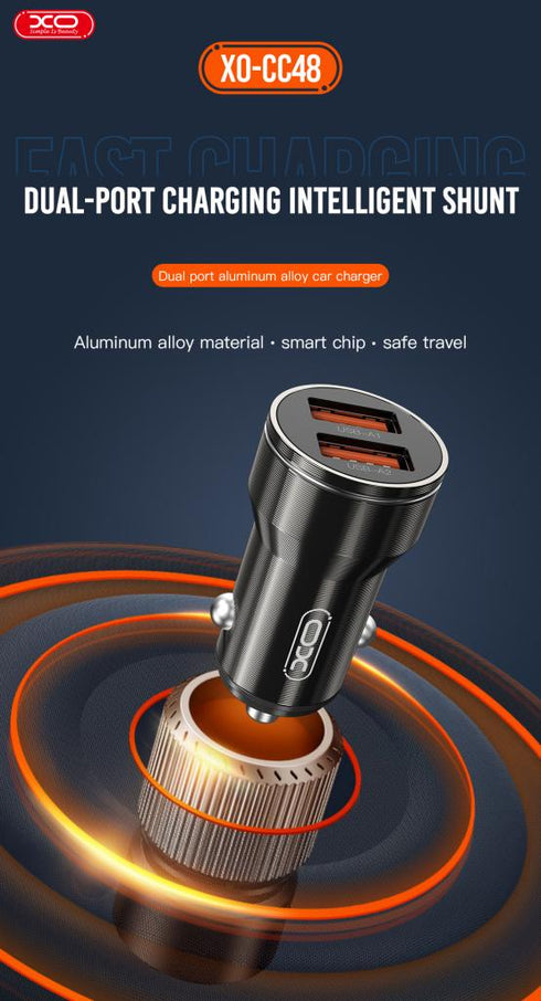 XO CC48 Smart Μεταλλικός Διπλός USB Universal Φορτιστής Αυτοκινήτου