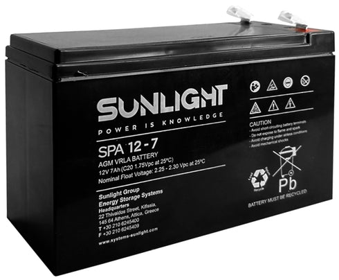 Sunlight Μολύβδου 12V 7A (6.4mm)